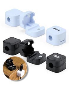 Kit organizador de cabos com várias cores e tamanhos diferentes.