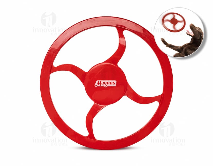 Frisbee para Pet de borracha azul e verde, com design circular e textura antiderrapante.