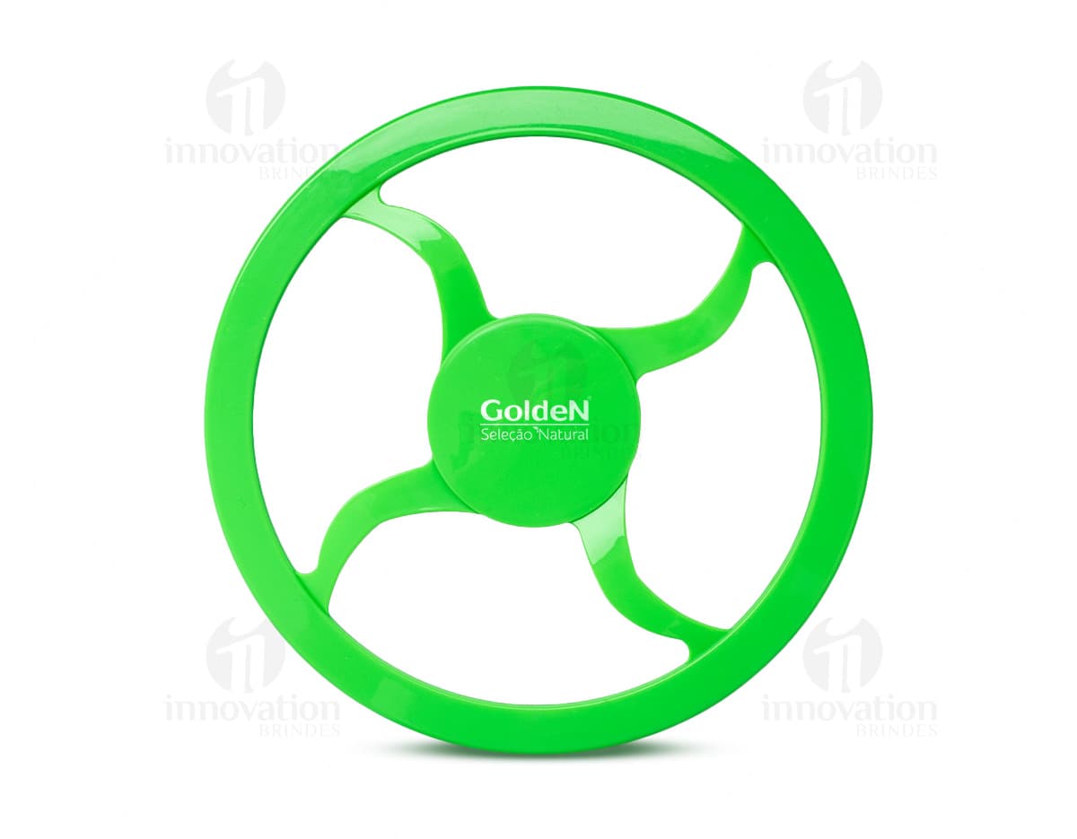 Frisbee para Pet de borracha azul e verde, com design circular e textura antiderrapante.