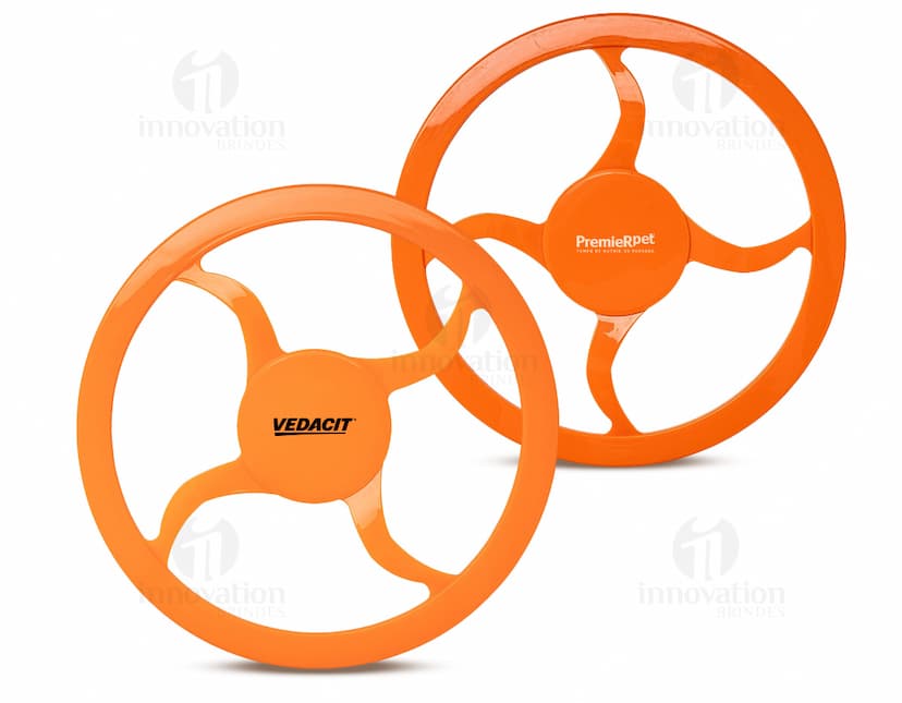 Frisbee para Pet de borracha azul e verde, com design circular e textura antiderrapante.