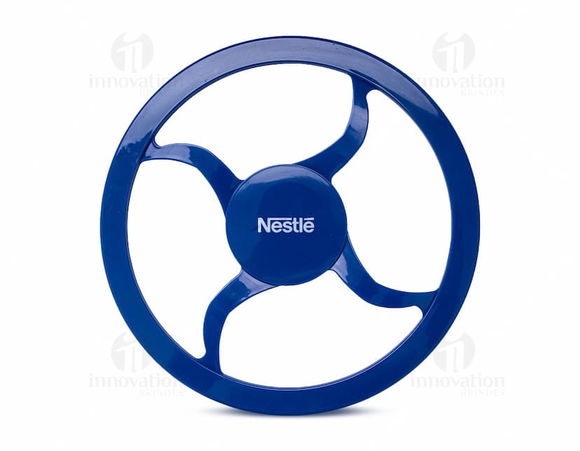 Frisbee para Pet de borracha azul e verde, com design circular e textura antiderrapante.