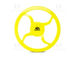 Frisbee para Pet de borracha azul e verde, com design circular e textura antiderrapante.