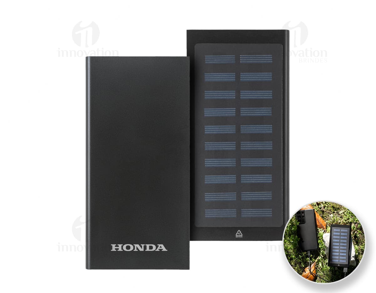Bateria portátil em alumínio de 8.000 mAh.