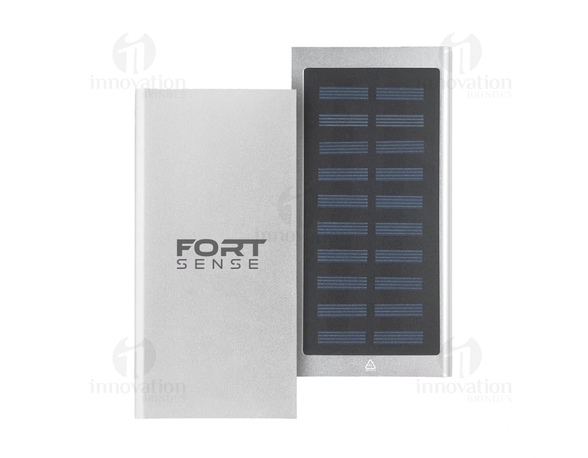 Bateria portátil em alumínio de 8.000 mAh.