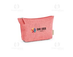 Borsa in cotone di colore beige, con manici corti e dettagli marroni. Presenta una tasca frontale con zip e una delicata