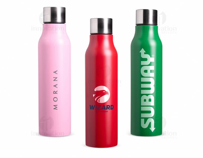 Garrafa Inox 1 Litro em fundo branco.
