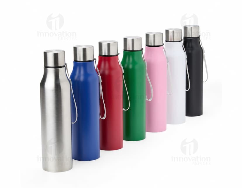 Garrafa Inox 1 Litro em fundo branco.