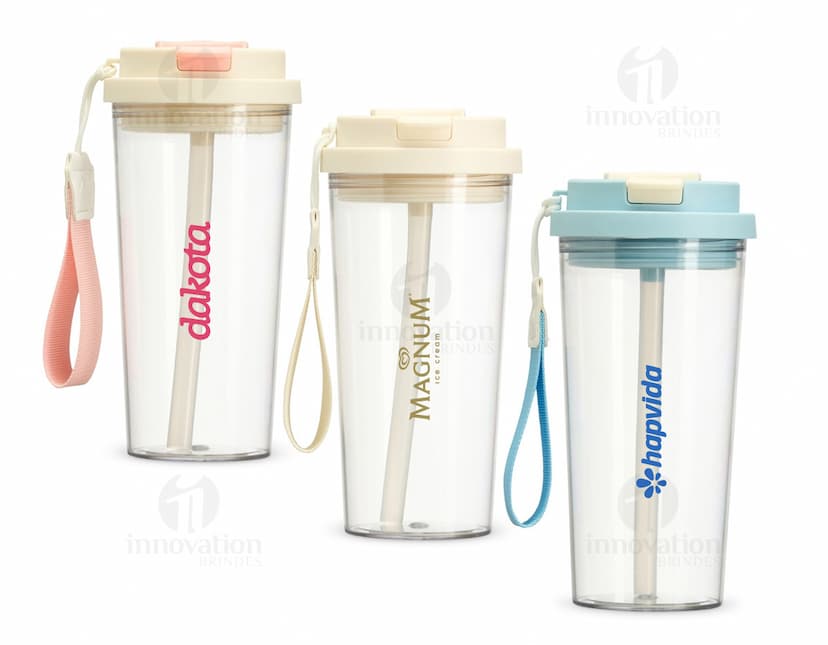Produto Copo Plástico 600ml em plástico resistente transparente com capacidade de 600ml.