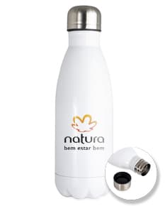 Garrafa Inox 650ml em fundo branco com tampa de rosca e design moderno.