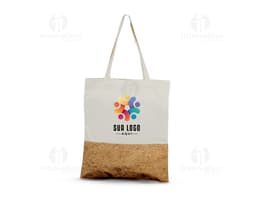 Bolsa de Algodón 140g/m² con asas ecológicas, hecha de tejido resistente en color neutro.