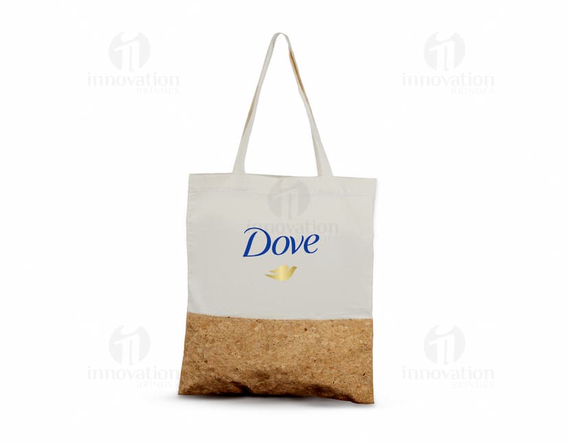 Bolsa de Algodão 140g/m² com alças ecológicas, feita de tecido resistente em cor neutra.