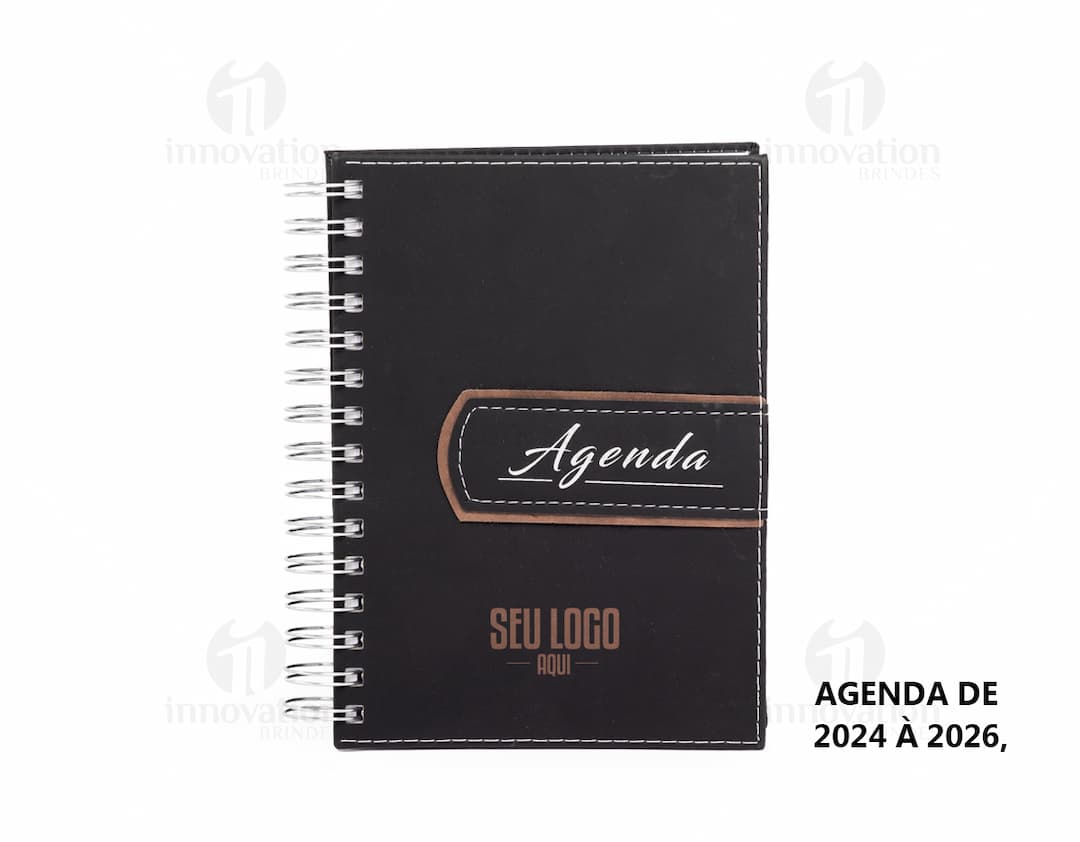 Agenda diária 2025 Wire-o em cor azul com páginas em branco e wire-o prateado.