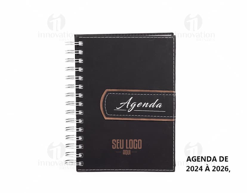 Agenda diária 2025 Wire-o em cor azul com páginas em branco e wire-o prateado.