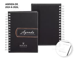 Agenda diária 2025 Wire-o em cor azul com páginas em branco e wire-o prateado.