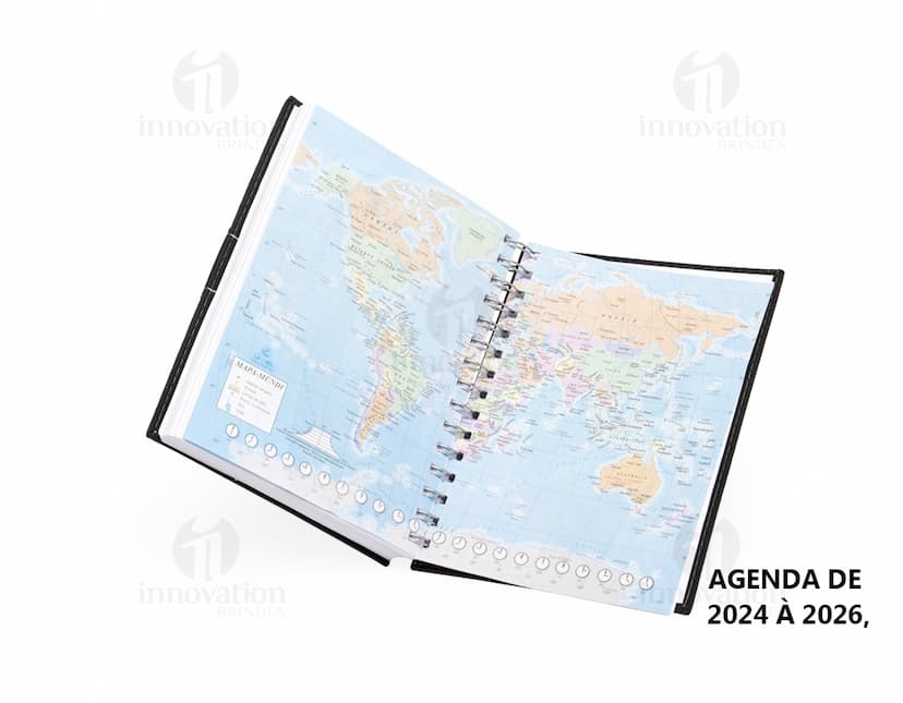 Agenda diária 2025 Wire-o em cor azul com páginas em branco e wire-o prateado.