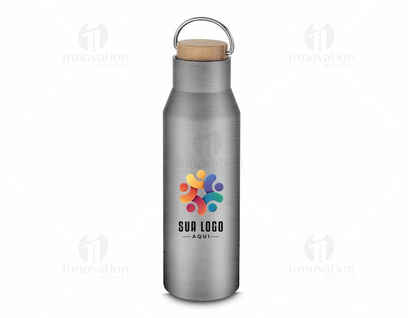 Garrafa Térmica Inox 600ml, produto em aço inoxidável com capacidade de 600ml.