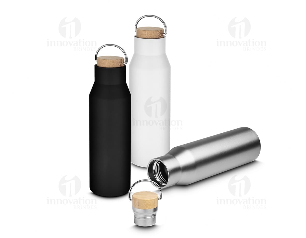 Garrafa Térmica Inox 600ml, produto em aço inoxidável com capacidade de 600ml.