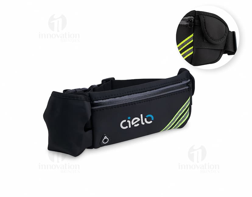 Pochete Esportiva Neoprene preta para uso durante atividades físicas.