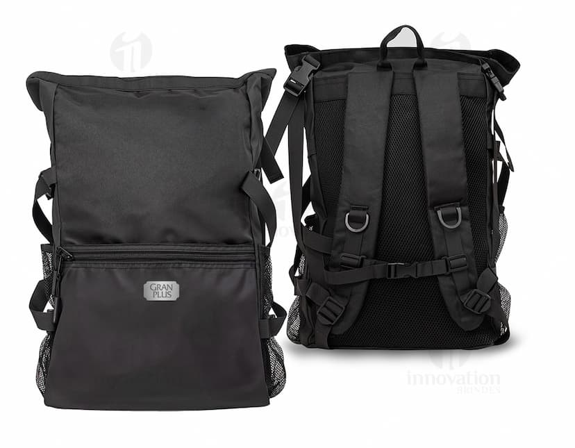 Mochila de Couro Sintético 34 Litros em cor neutra.