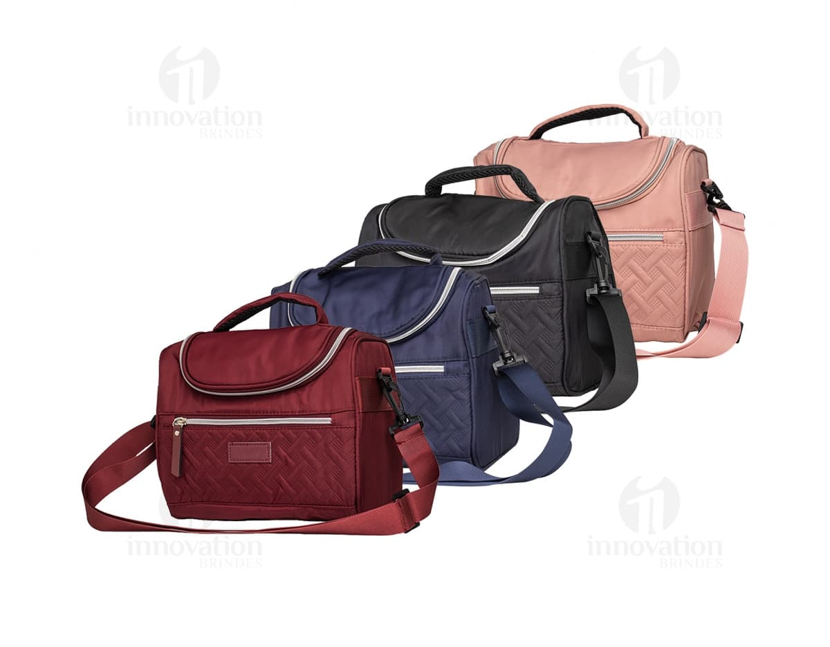 Bolsa térmica de 8 litros em cor azul, ideal para transporte de alimentos e bebidas.