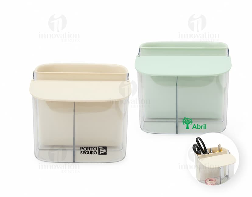 Organizador plástico moderno e elegante para a decoração de interiores, com design contemporâneo e espaço de armazenamento. Ideal para manter o ambiente organizado e funcional.