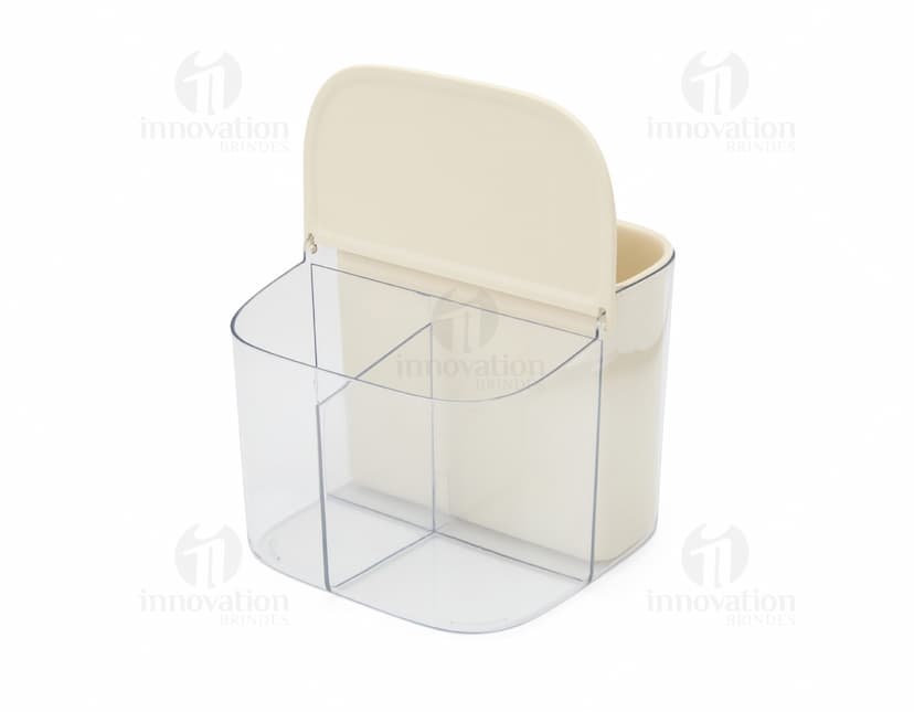 Organizador plástico moderno e elegante para a decoração de interiores, com design contemporâneo e espaço de armazenamento. Ideal para manter o ambiente organizado e funcional.