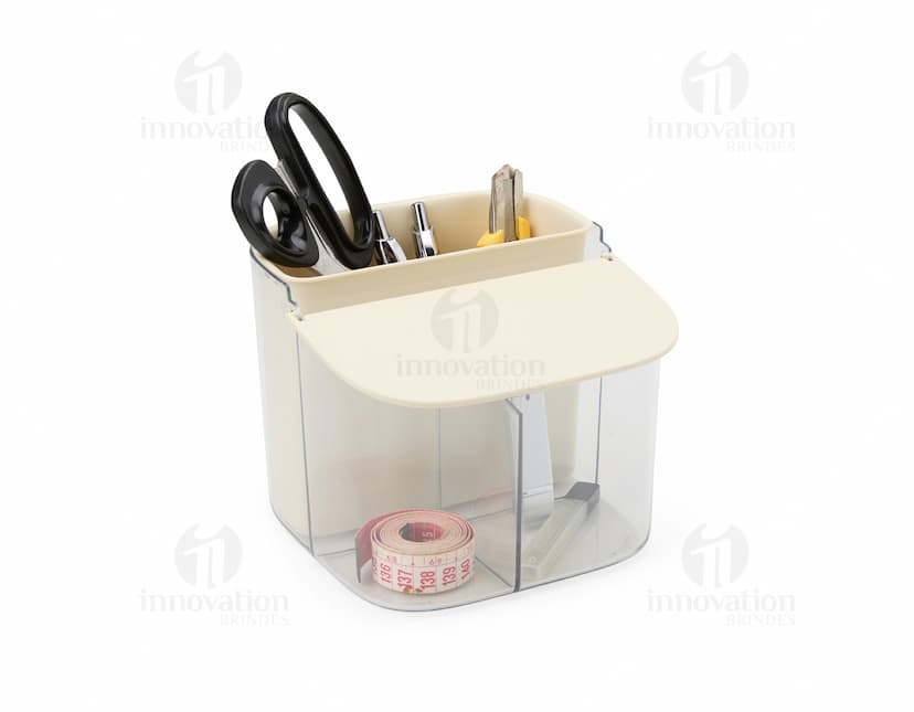 Organizador plástico moderno e elegante para a decoração de interiores, com design contemporâneo e espaço de armazenamento. Ideal para manter o ambiente organizado e funcional.