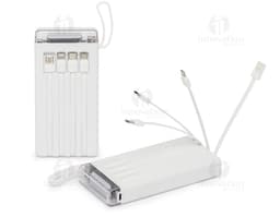 Power Bank rosa com capacidade de 10000mAh e entrada USB.