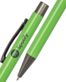 Caneta Metal 1.0mm em cores vivas e vibrantes sobre um fundo branco. O design moderno e elegante do instrumento de escrita é ideal para uso em escritório, escola ou negócios. O traço preciso e a ponta de 1.0mm garantem um resultado limpo e profissional em qualquer tipo de papel.
