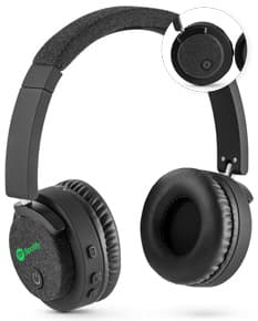 Fones de ouvido sem fios em cor preta, com design moderno e elegante.