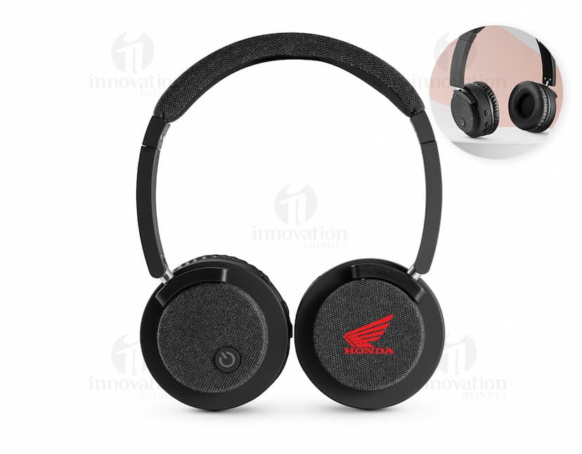 Fones de ouvido sem fios em cor preta, com design moderno e elegante.