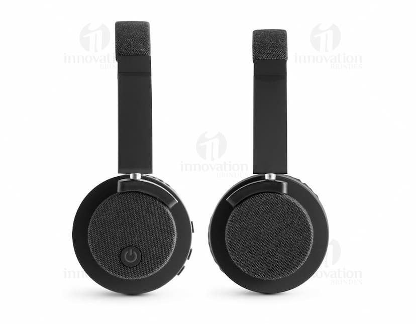 Fones de ouvido sem fios em cor preta, com design moderno e elegante.