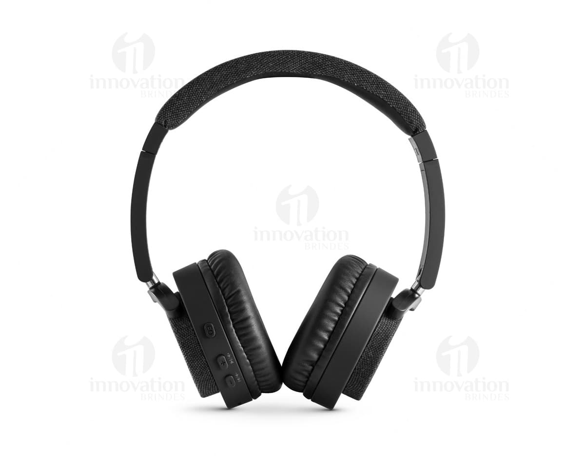 Fones de ouvido sem fios em cor preta, com design moderno e elegante.