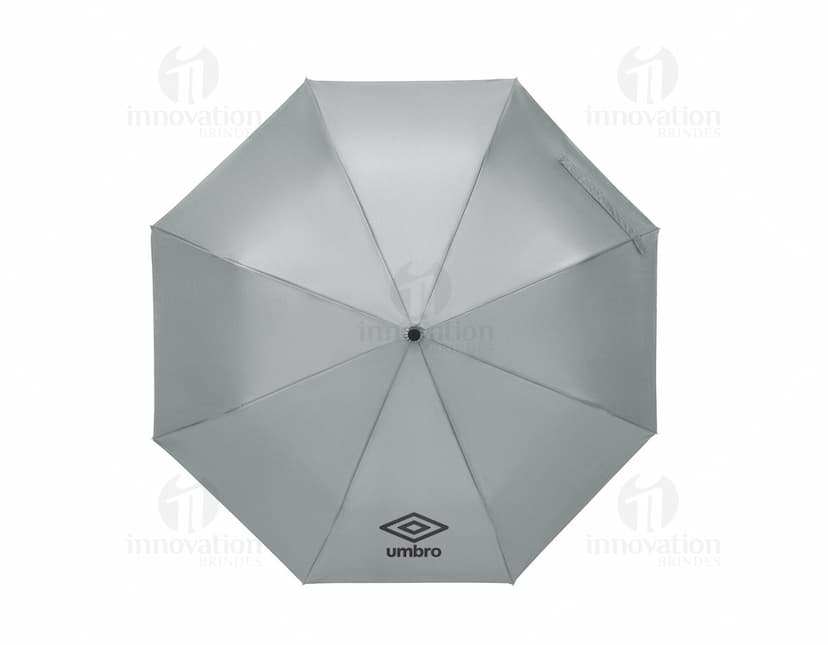 Guarda-chuva em rPET dobrável de cor preta, com cabo anatômico e sistema de abertura automática.