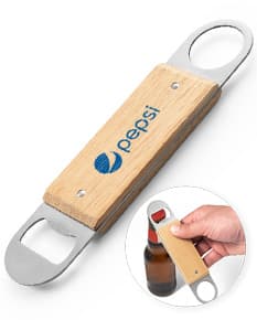 Abridor de garrafas duplo em aço inox.