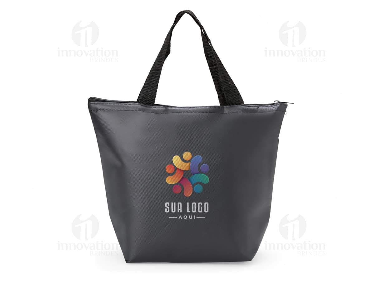 Bolsa Termica de 9,6 litros em cor azul com logo estampado.