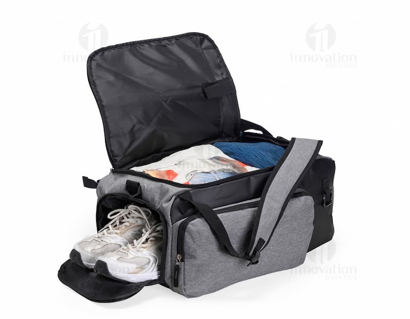 Mochila Poliéster 32 Litros em cor azul, com alças acolchoadas e diversos compartimentos para organização de objetos.