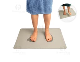 Medium Quick-Dry Mat in shades of gray and blue, with a plush texture.