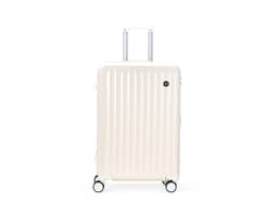 66-liter travel bag in blue with wheels and retractable handle.