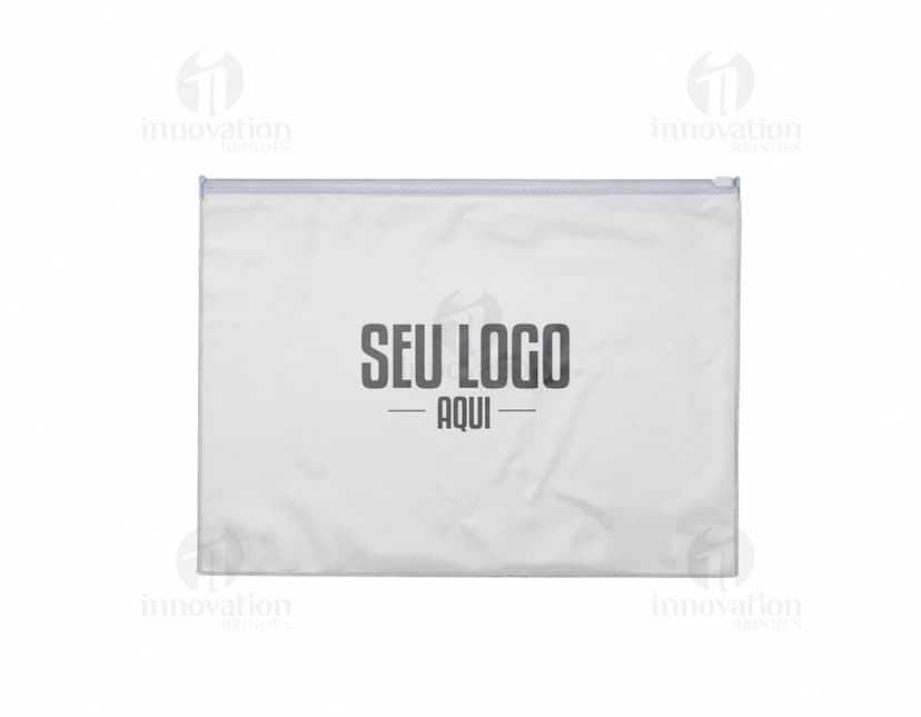 Embagem da Pasta Zip Zap em destaque, contendo diversos envelopes coloridos e uma aba transparente para fechamento.