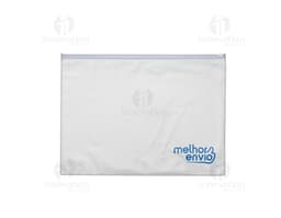 Embagem da Pasta Zip Zap em destaque, contendo diversos envelopes coloridos e uma aba transparente para fechamento.