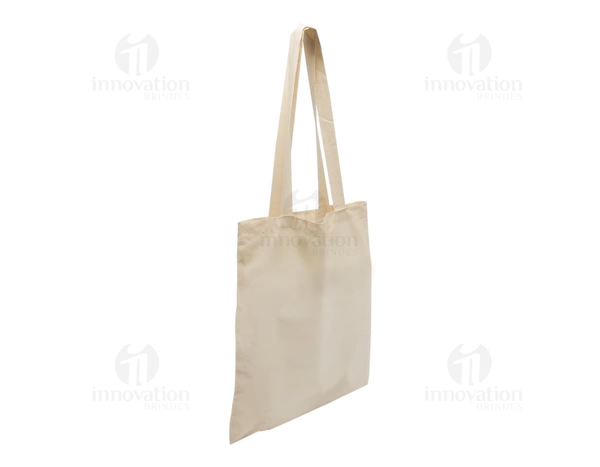 Sacola de Algodão marrom com alça e fecho de zíper. Vazia, elegante e moderna. Adorno de luxo em estilo casual para compras ou presentes. Feita de couro de vaca e decorada com fivela.