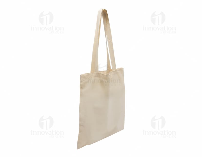 Sacola de Algodão marrom com alça e fecho de zíper. Vazia, elegante e moderna. Adorno de luxo em estilo casual para compras ou presentes. Feita de couro de vaca e decorada com fivela.