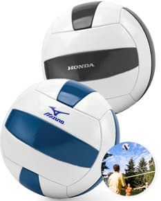 Bola de vôlei em PVC com design 3D, símbolo de um esporte de equipe e competição internacional. A bola possui detalhes gráficos em preto e prata, representando um game equipment para competir em campeonatos nacionais e internacionais. A imagem mostra a bola em um ambiente de escritório, destacando a conexão entre o esporte e o mundo dos negócios.