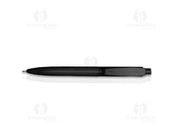 Caneta plástica preta com ponta afiada, ideal para escrever, desenhar e assinar documentos. Feita de material plástico