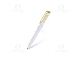 Colorful plastic pen on a white background.