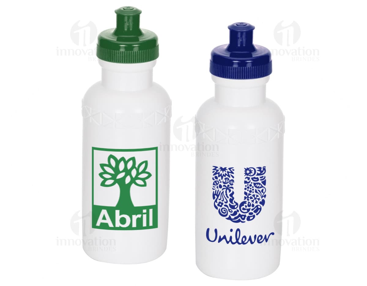 Squeeze Plástico 500ml em cor azul-transparente com tampa de rosca.