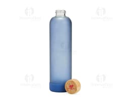 Botella de Vidrio de 1 litro transparente, con tapa de metal negra.
