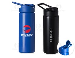 Transparent 550ml Plastic Squeeze with blue lid and embossed details.