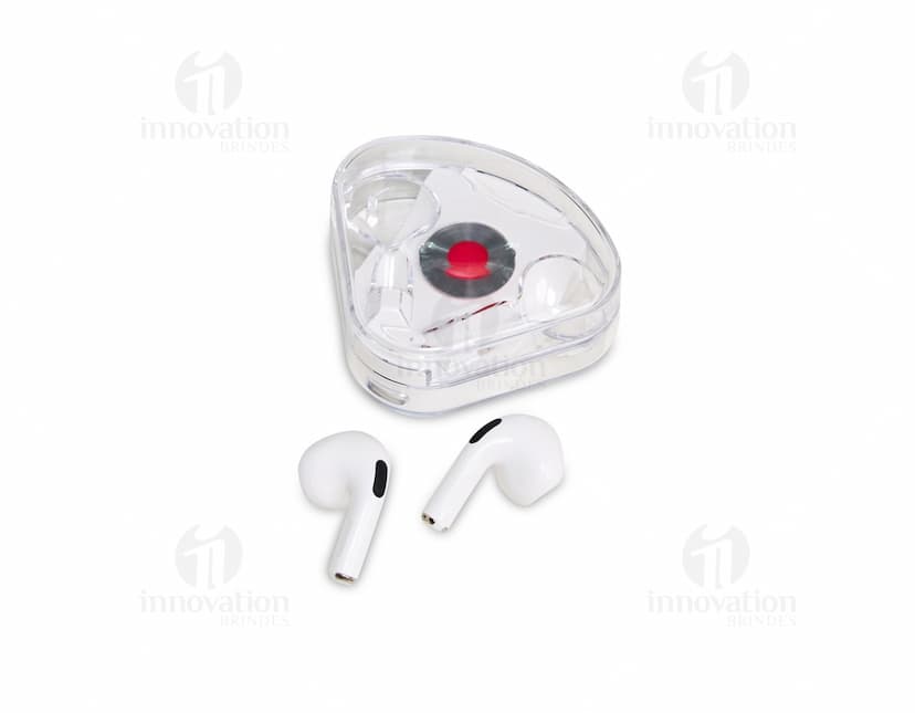 Fone de ouvido Bluetooth Touch preto, sem fio, com design moderno e minimalista.